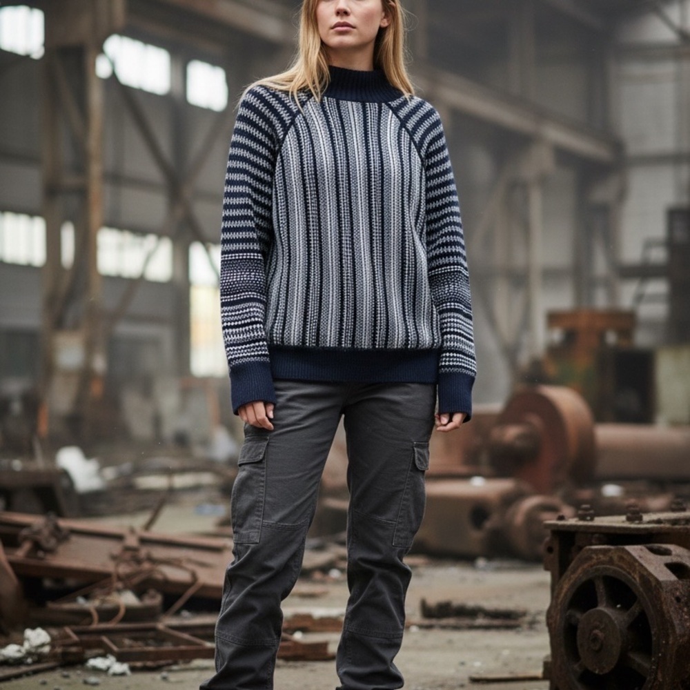 Navy Striped Women's Sweater